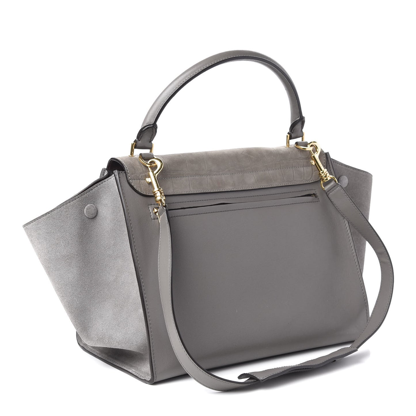 Crocodile Embossed Nubuck Medium Trapeze Grey