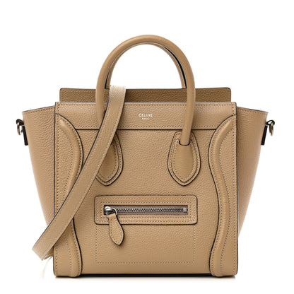 Celine Drummed Calfskin Nano Luggage Dune 1 of 12