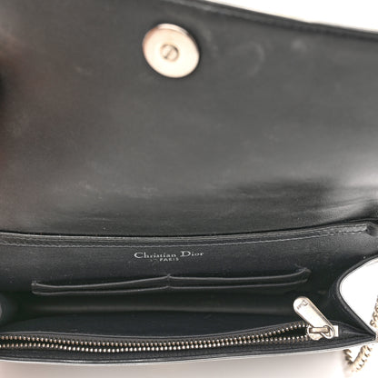 Christian Dior Metallic Patent Micro-Cannage Diorama Wallet on Chain Pouch Silver 5 of 11