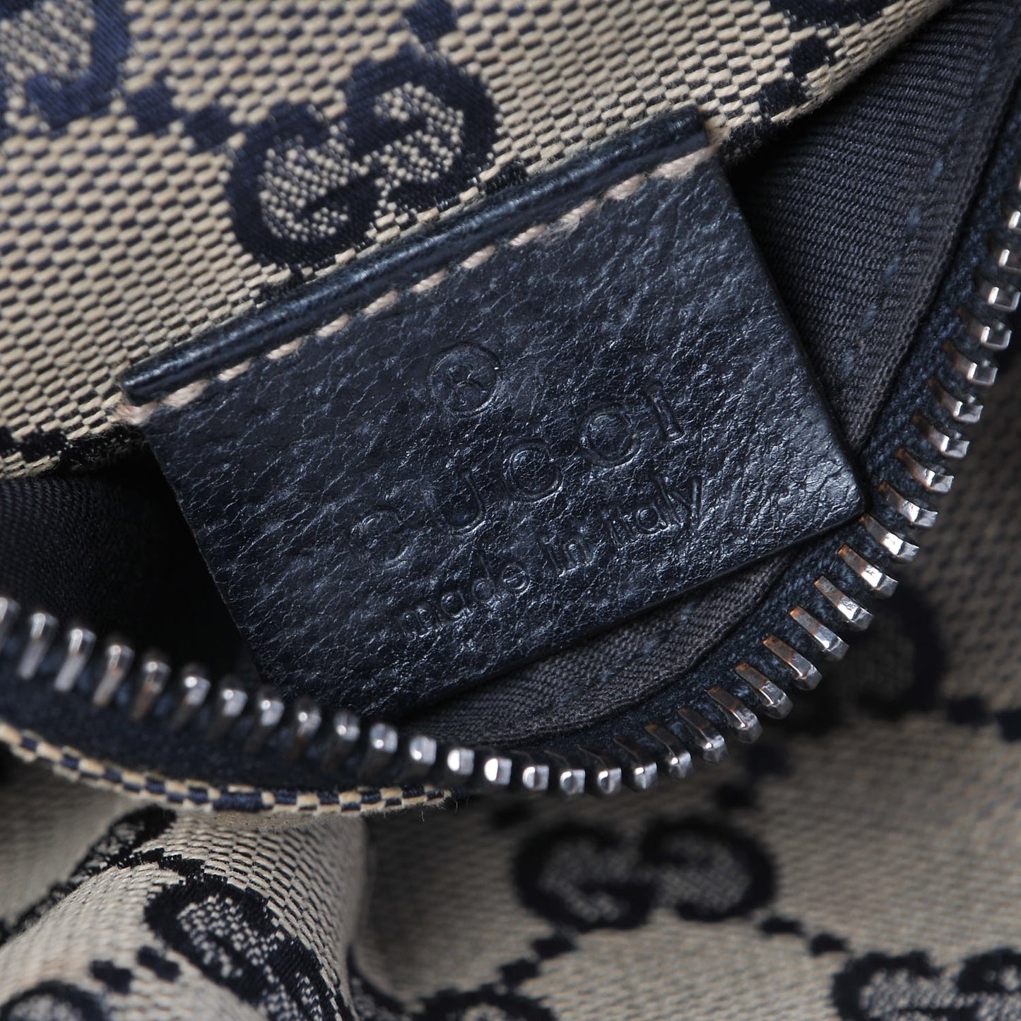 GG Monogram Web Double Pocket Belt Bag Navy