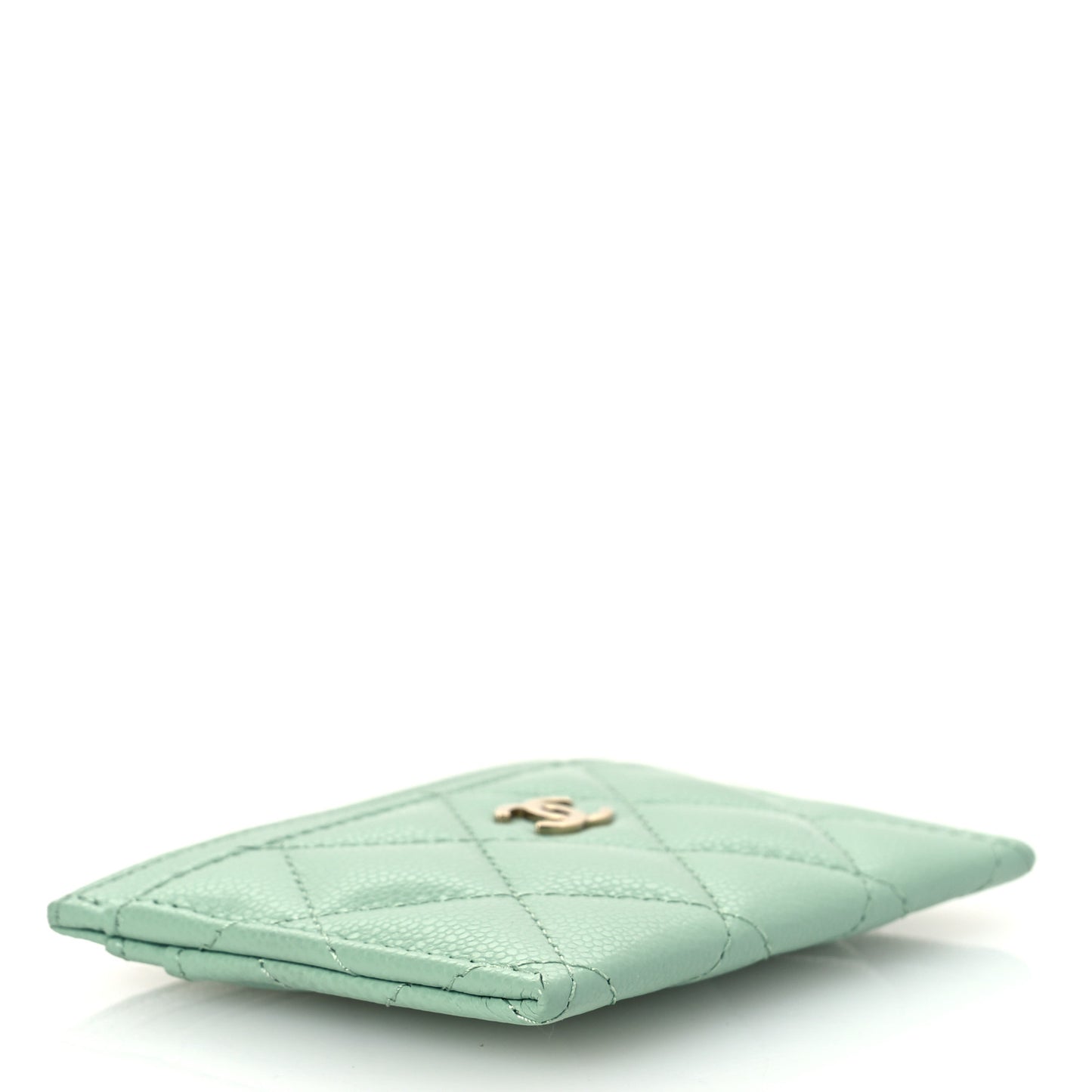 Caviar Quilted Card Holder Light Green