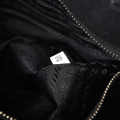 Prada Soft Calf Pleated Tote Black 8 of 11