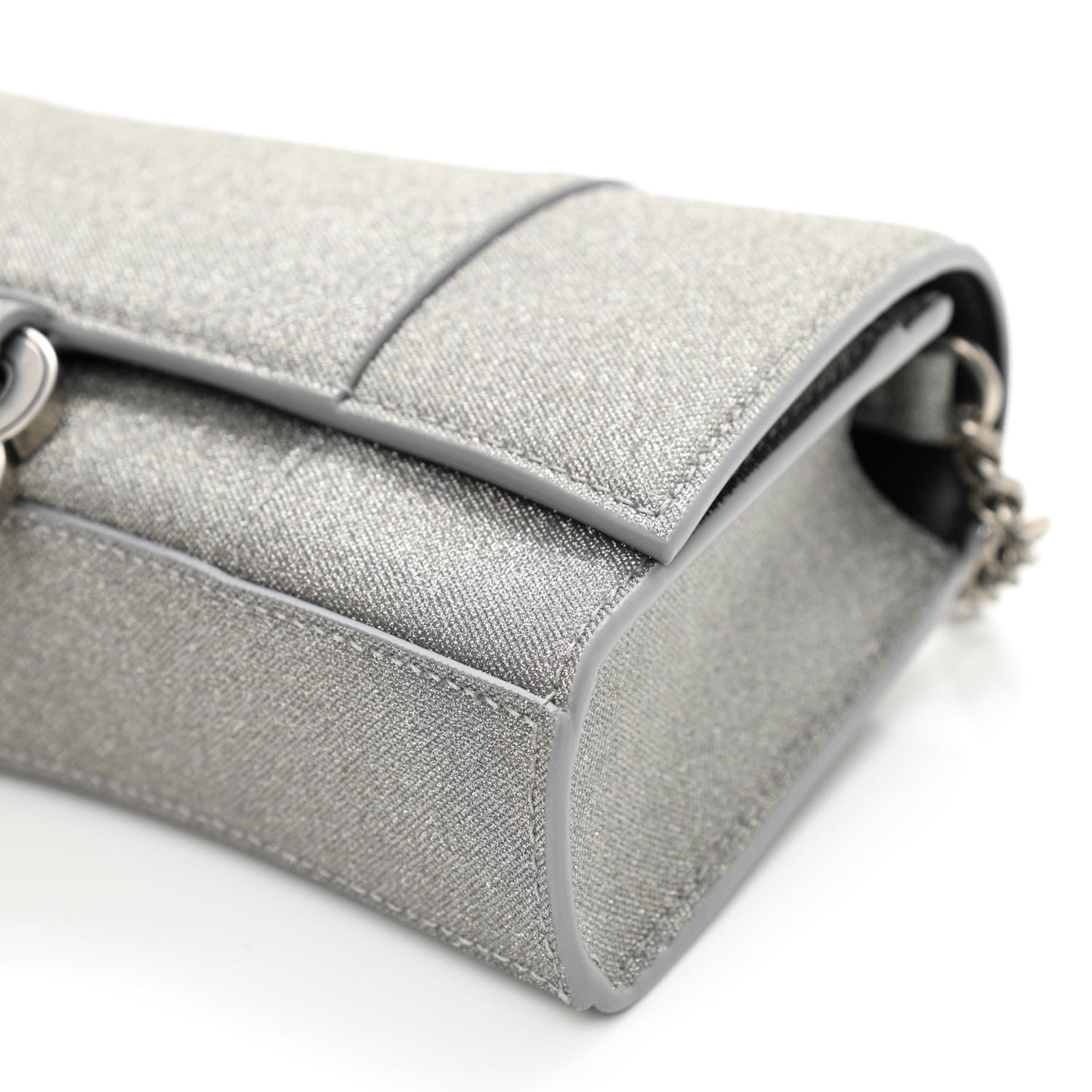 Glitter Fabric Hourglass Chain Bag Grey