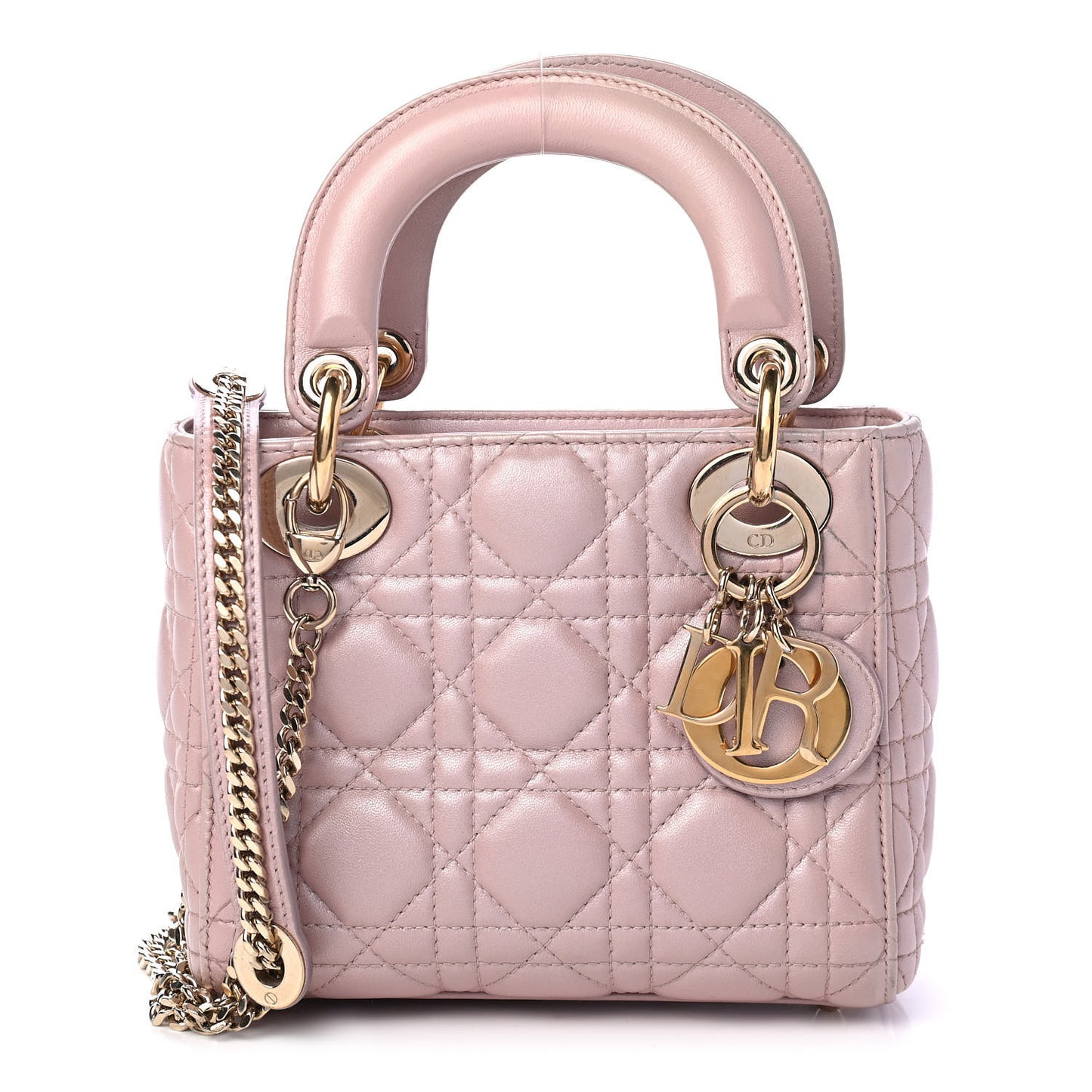 Metallic Lambskin Cannage Mini Lady Dior Lotus