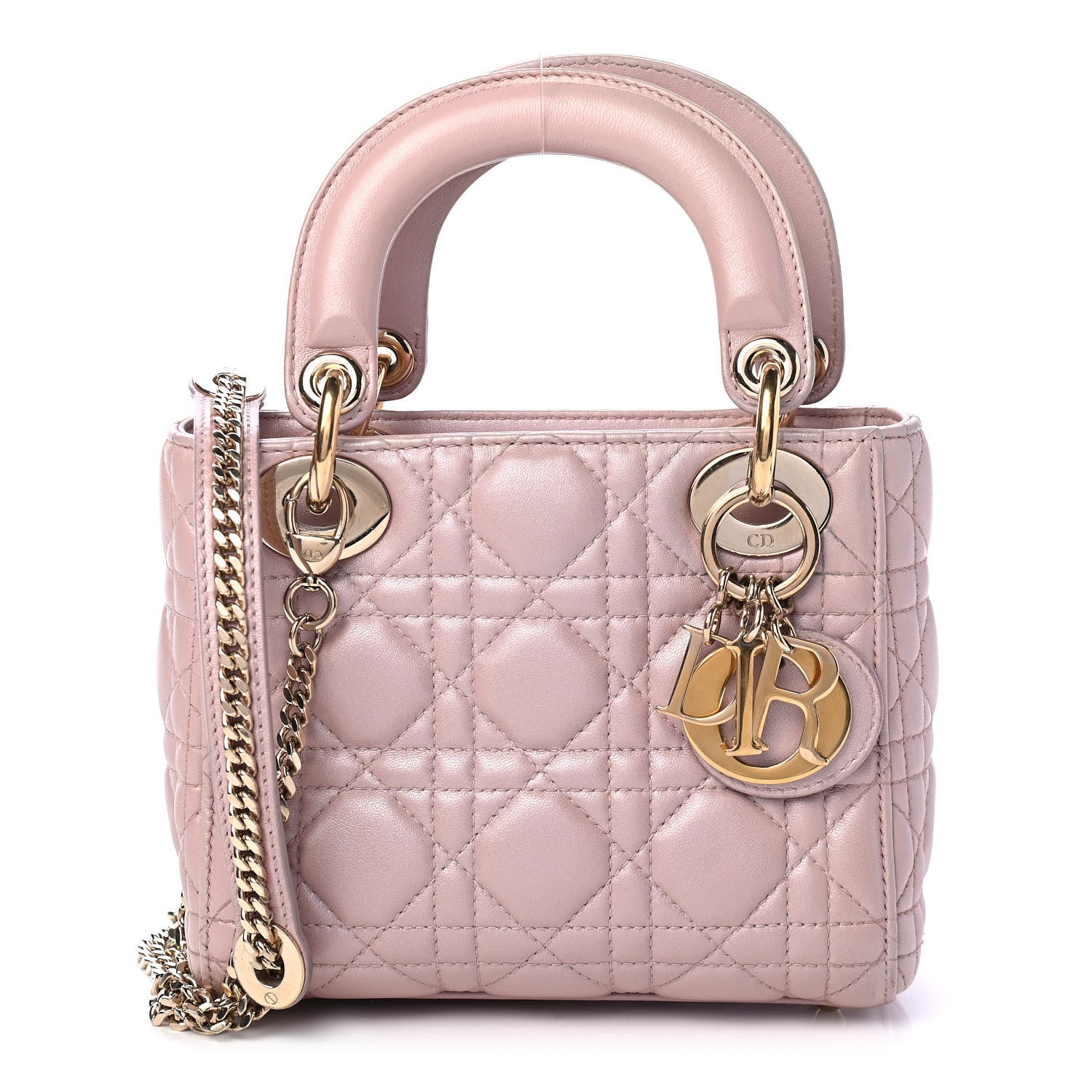 Christian Dior Metallic Lambskin Cannage Mini Lady Dior Lotus 1 of 4