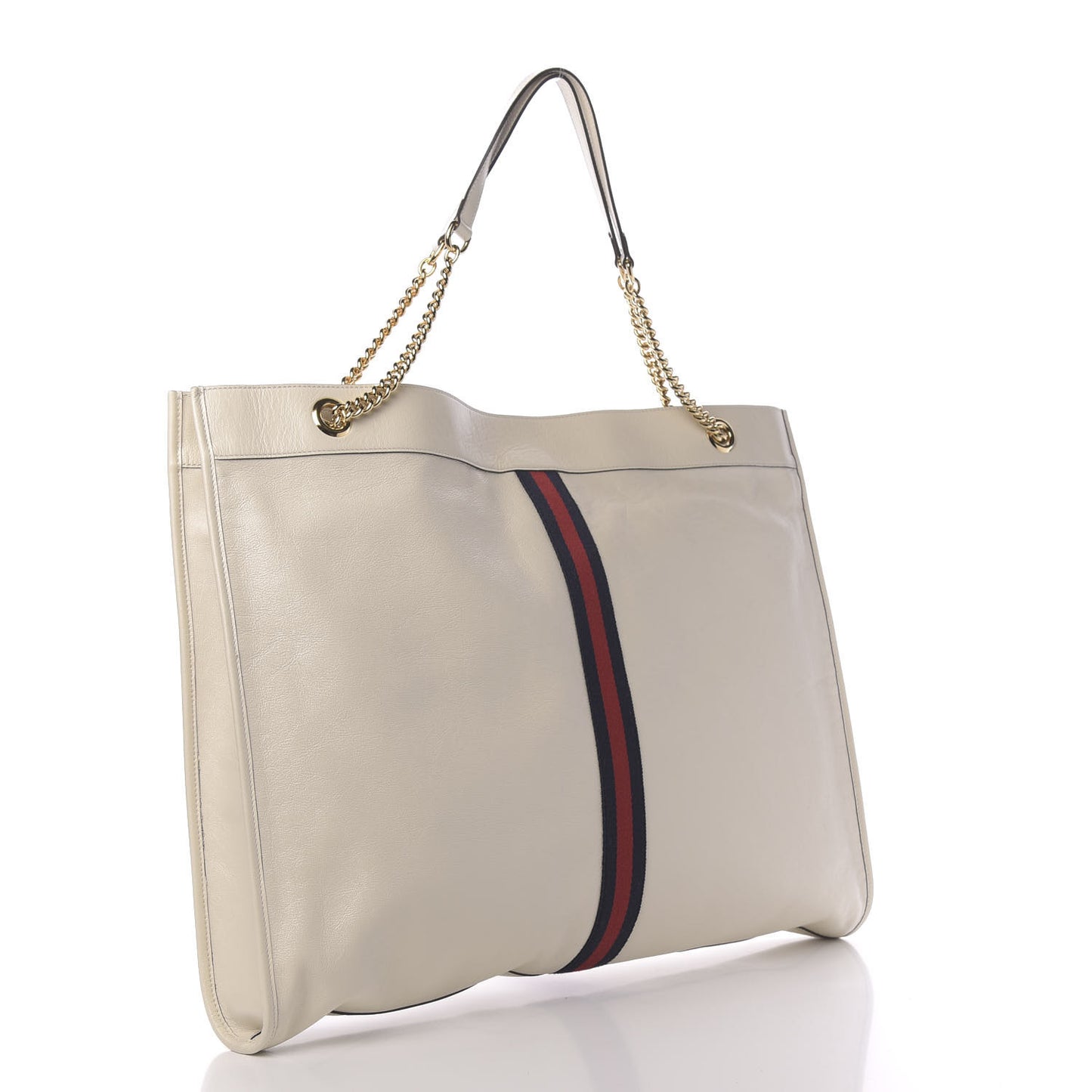 Calfskin Maxi Rajah Chain Tote White