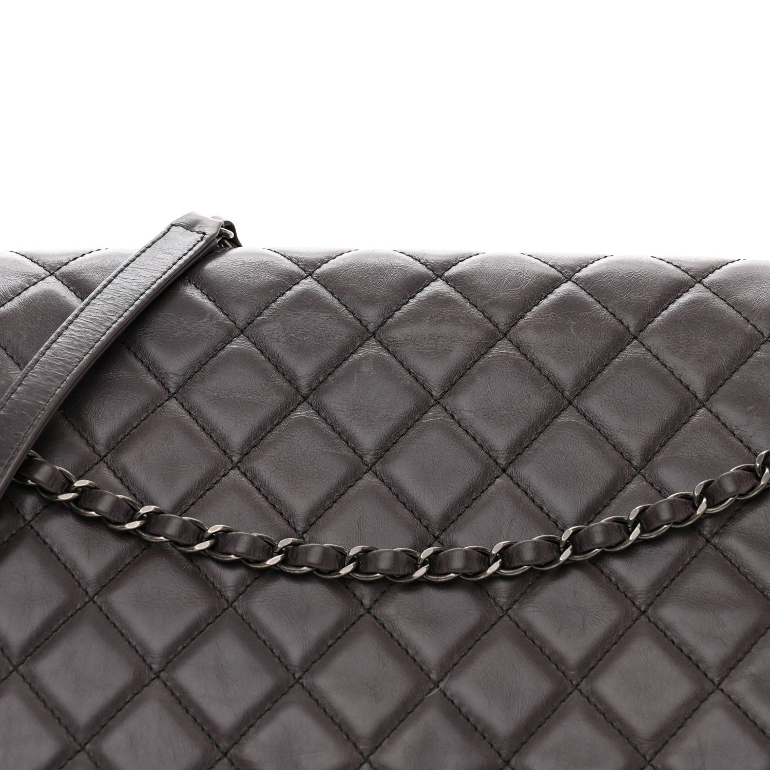 Chanel Calfskin Quilted Large CC Enchained Accordion Flap Grey 8 of 10