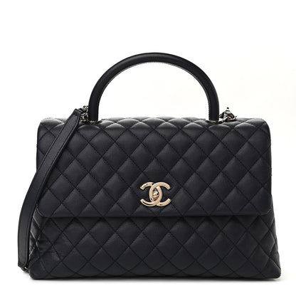 Chanel Caviar Quilted Medium Coco Handle Flap Navy Blue 1 of 11