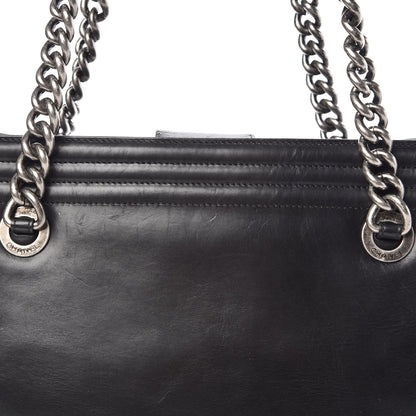 Chanel Glazed Calfskin Boy Tote Black 10 of 20