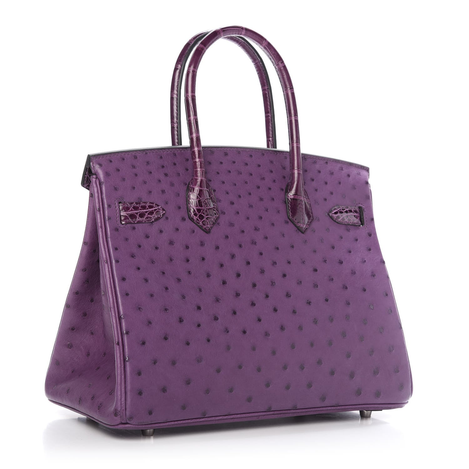 Hermes Ostrich Shiny Alligator Birkin Touch 30 Violine 3 of 34