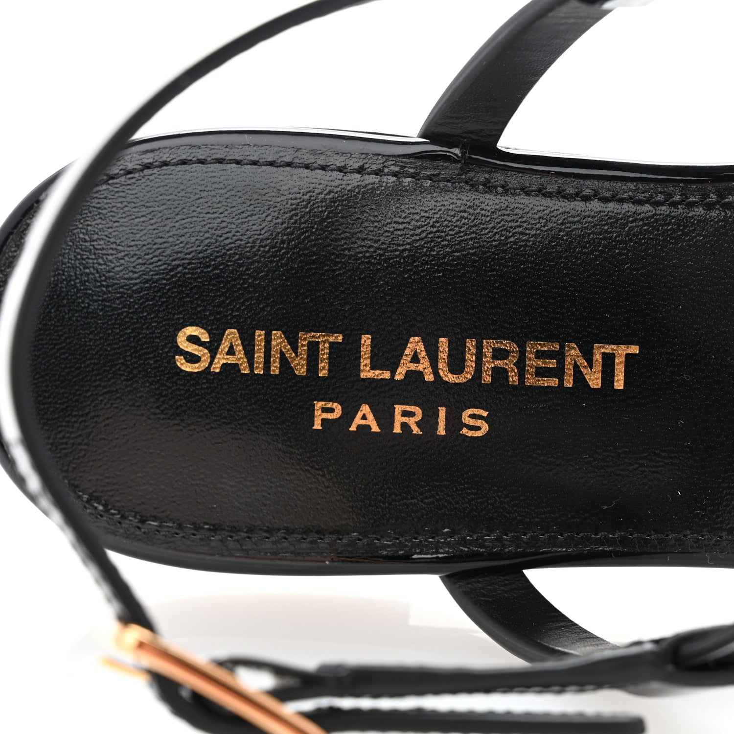 Saint Laurent Patent Calfskin Cassandra Monogram Sandals 35 Black 6 of 9