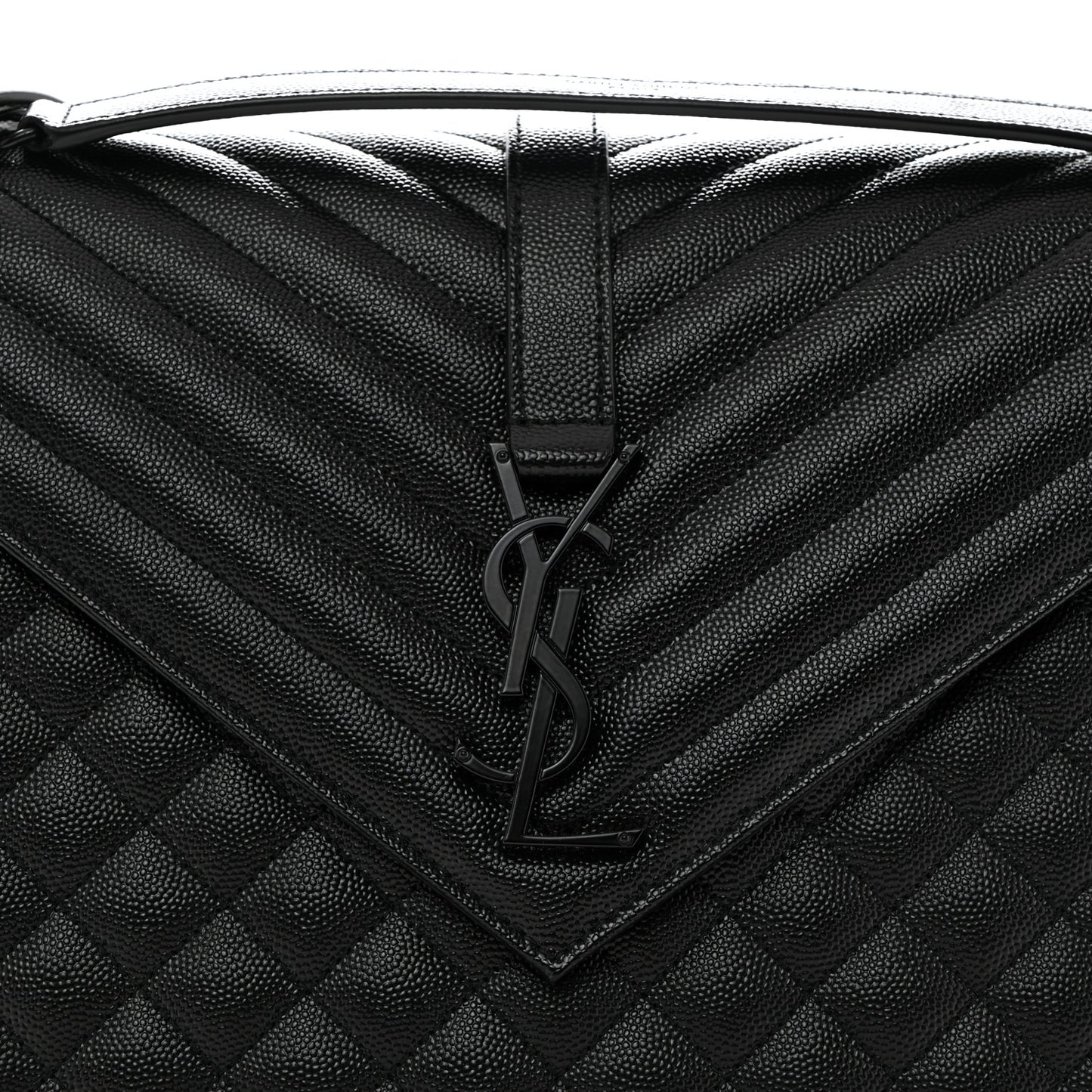 Grain De Poudre Textured Mixed Matelasse Large Triquilt Monogram Monochrome Satchel Black