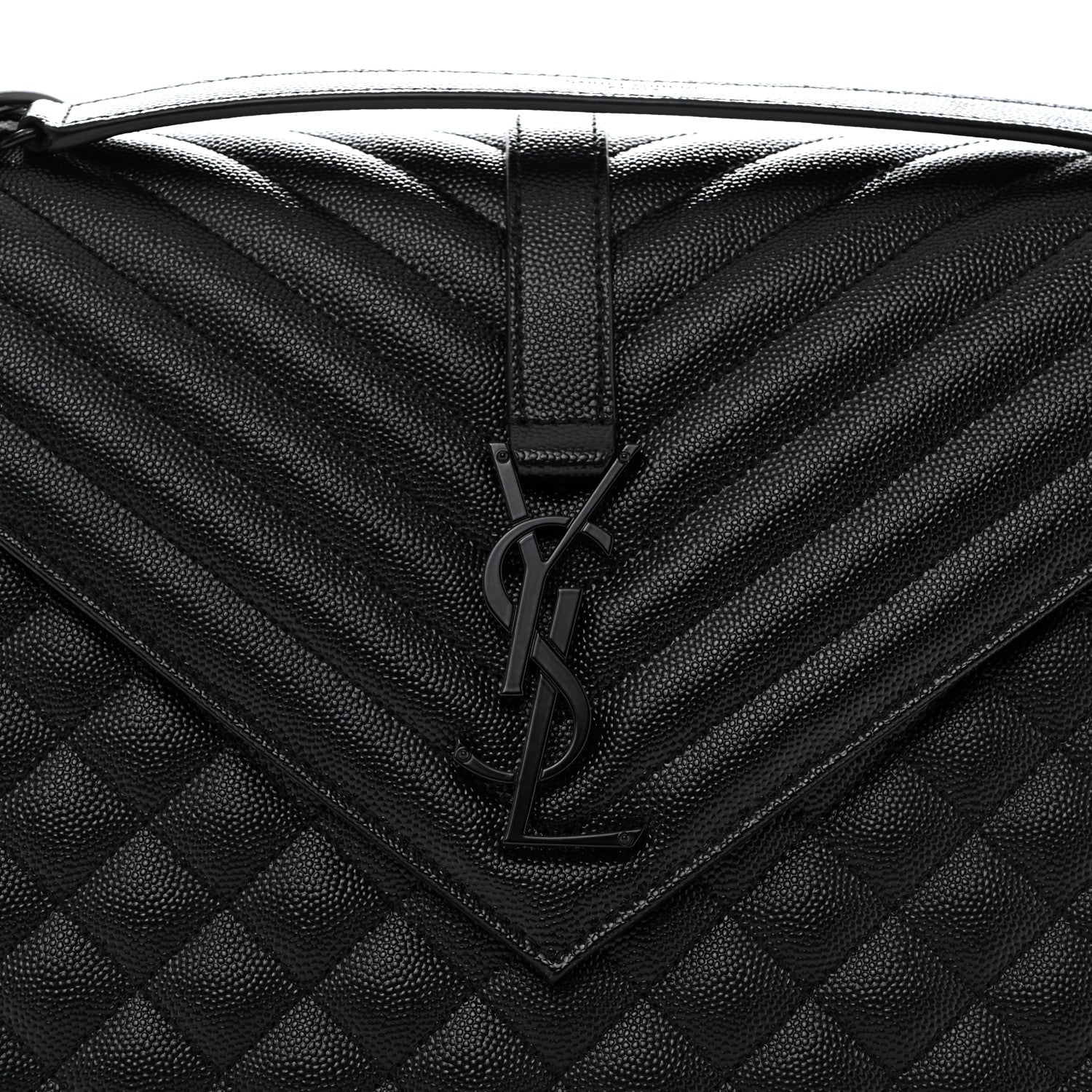 Saint Laurent Grain De Poudre Textured Mixed Matelasse Large Triquilt Monogram Monochrome Satchel Black 8 of 10