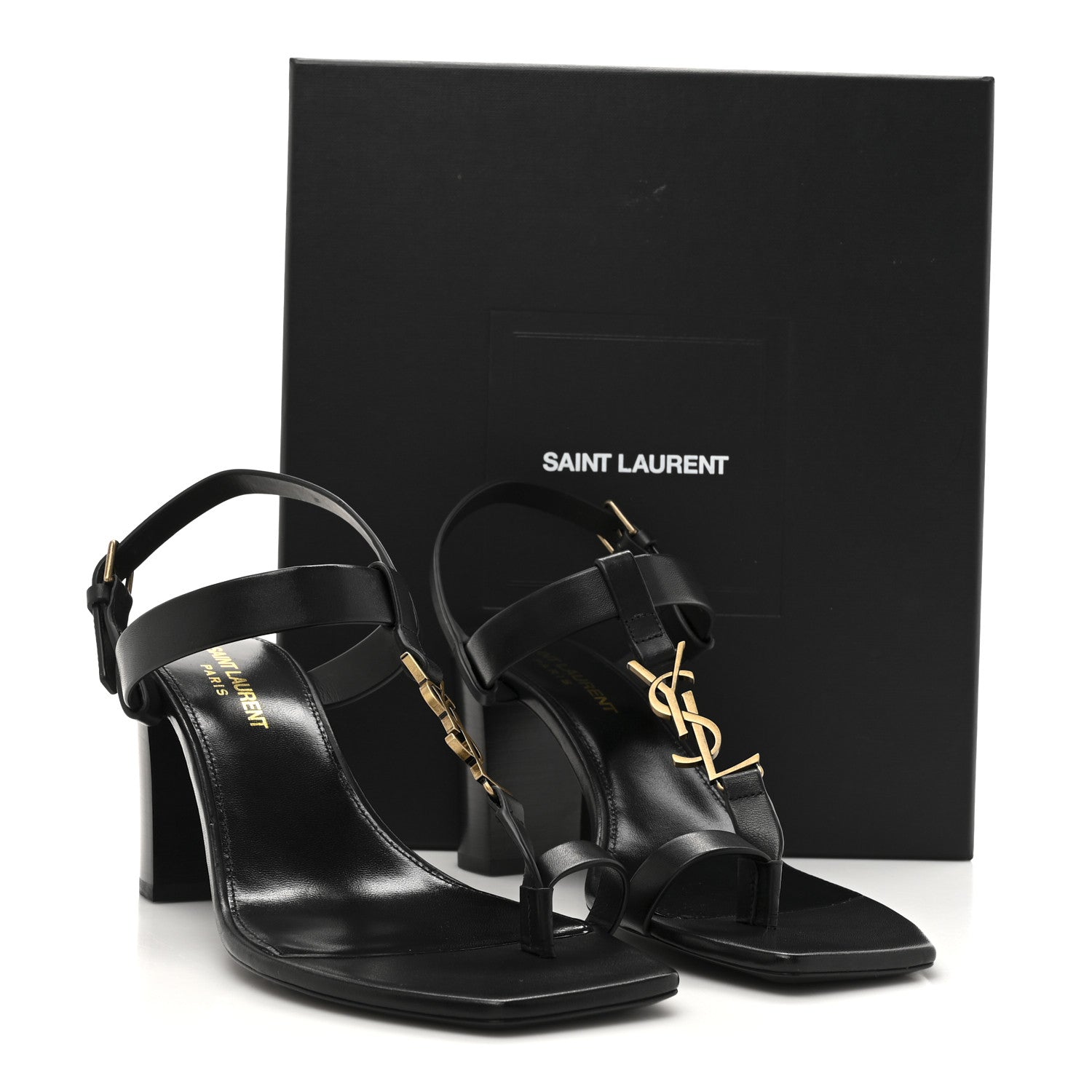Saint Laurent Calfskin Fake Cocco Cassandra 75 Sandals 38.5 Black 10 of 10