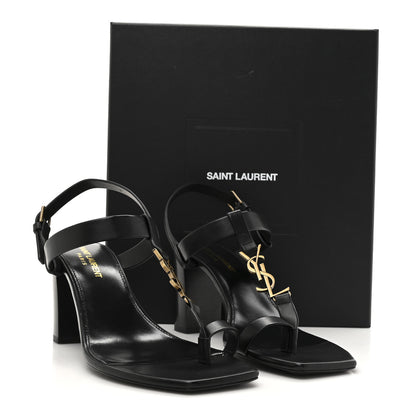 Saint Laurent Calfskin Fake Cocco Cassandra 75 Sandals 38.5 Black 10 of 10