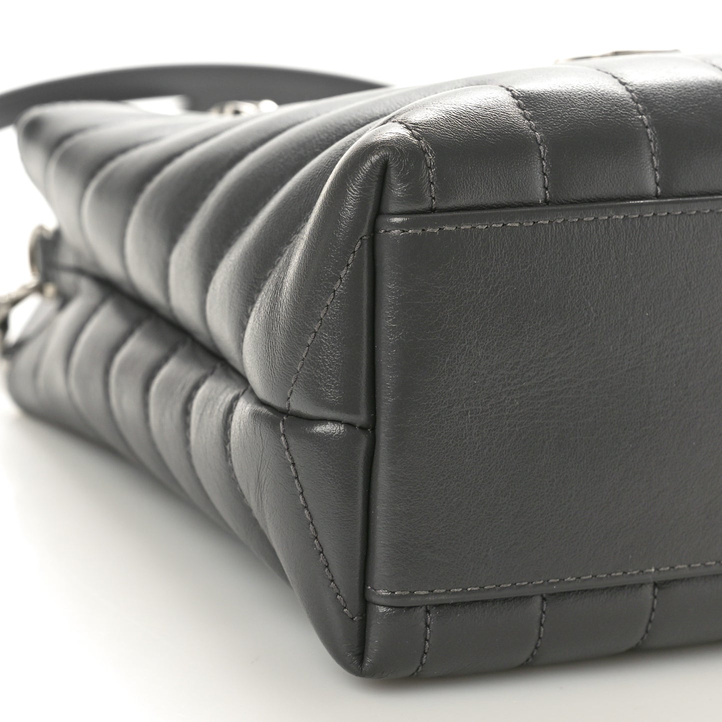 Calfskin Y Quilted Monogram Small Loulou Shopper Grey