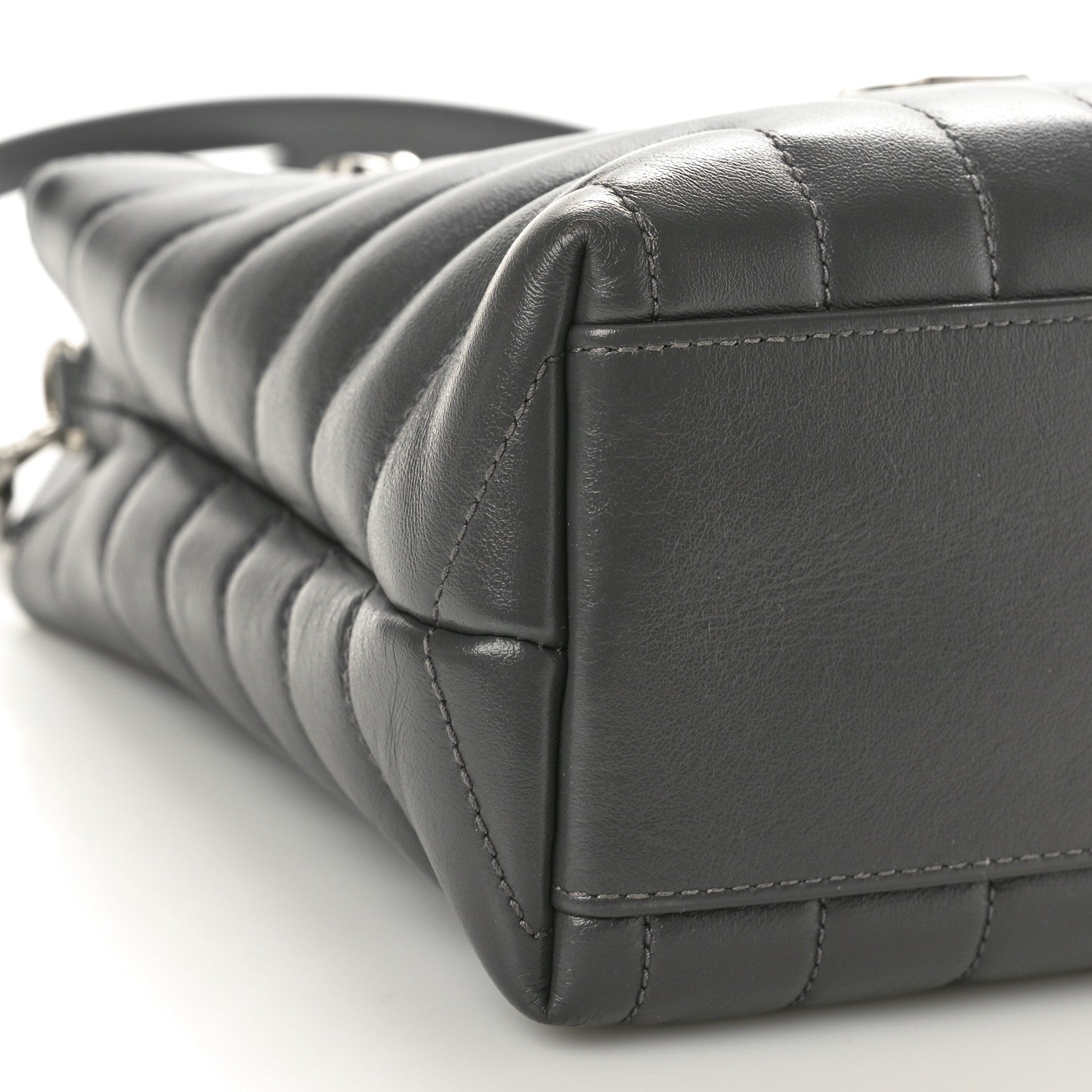 Saint Laurent Calfskin Y Quilted Monogram Small Loulou Shopper Grey 9 of 12