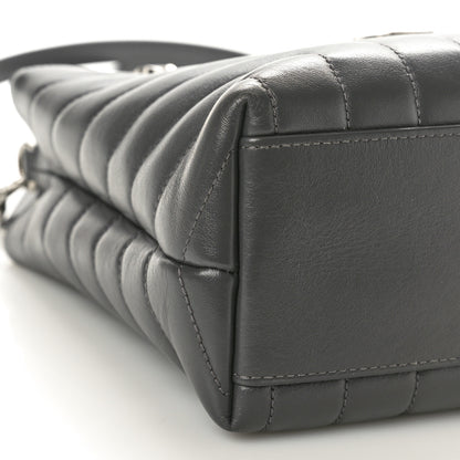 Saint Laurent Calfskin Y Quilted Monogram Small Loulou Shopper Grey 9 of 12