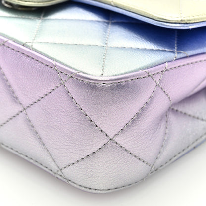 Chanel Gradient Metallic Calfskin Quilted Clutch Silver Blue Yellow Purple 10 of 10