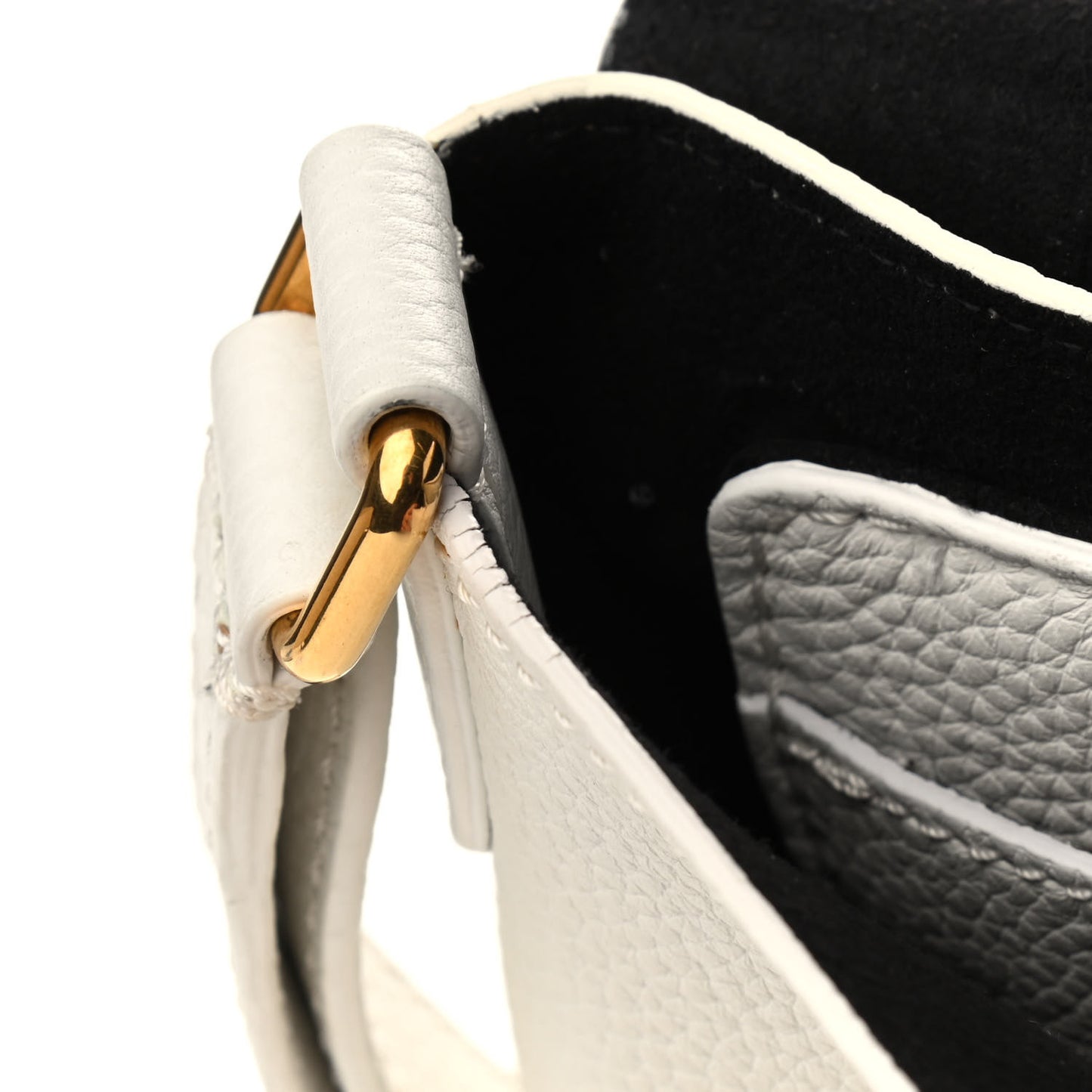 Grainy Calfskin Embossed Small Messenger White