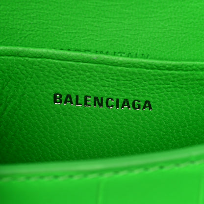 Balenciaga Shiny Calfskin Crocodile Embossed Hourglass Top Handle Bag Mini Fluo Green 5 of 8