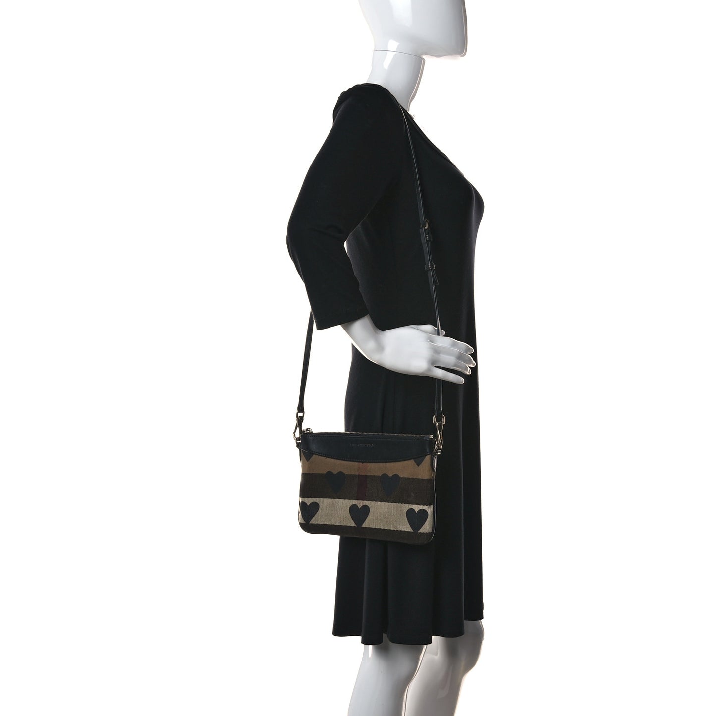 Mega Check Heart Print Peyton Crossbody Clutch Bag Black