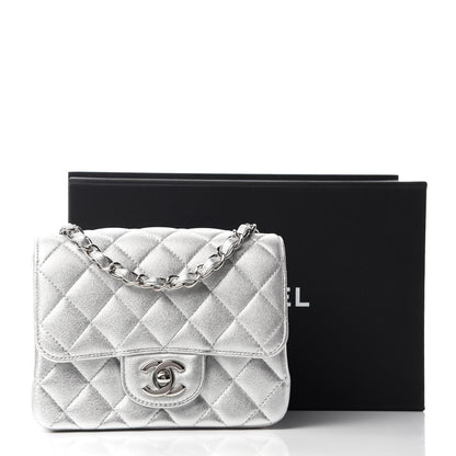 Chanel Metallic Lambskin Quilted Mini Square Flap Silver 11 of 11