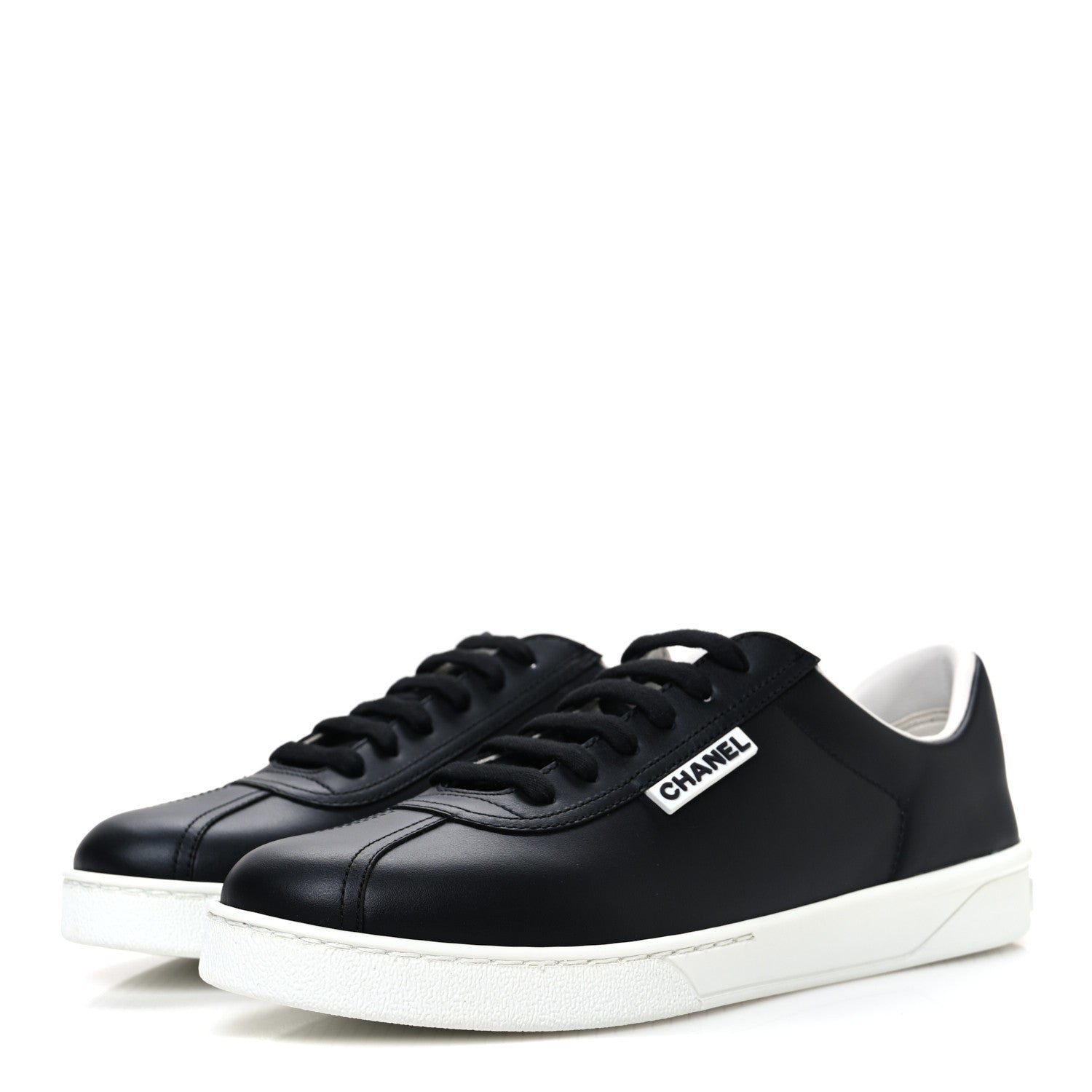Chanel Calfskin CC Womens Sneakers 38 Black 4 of 10