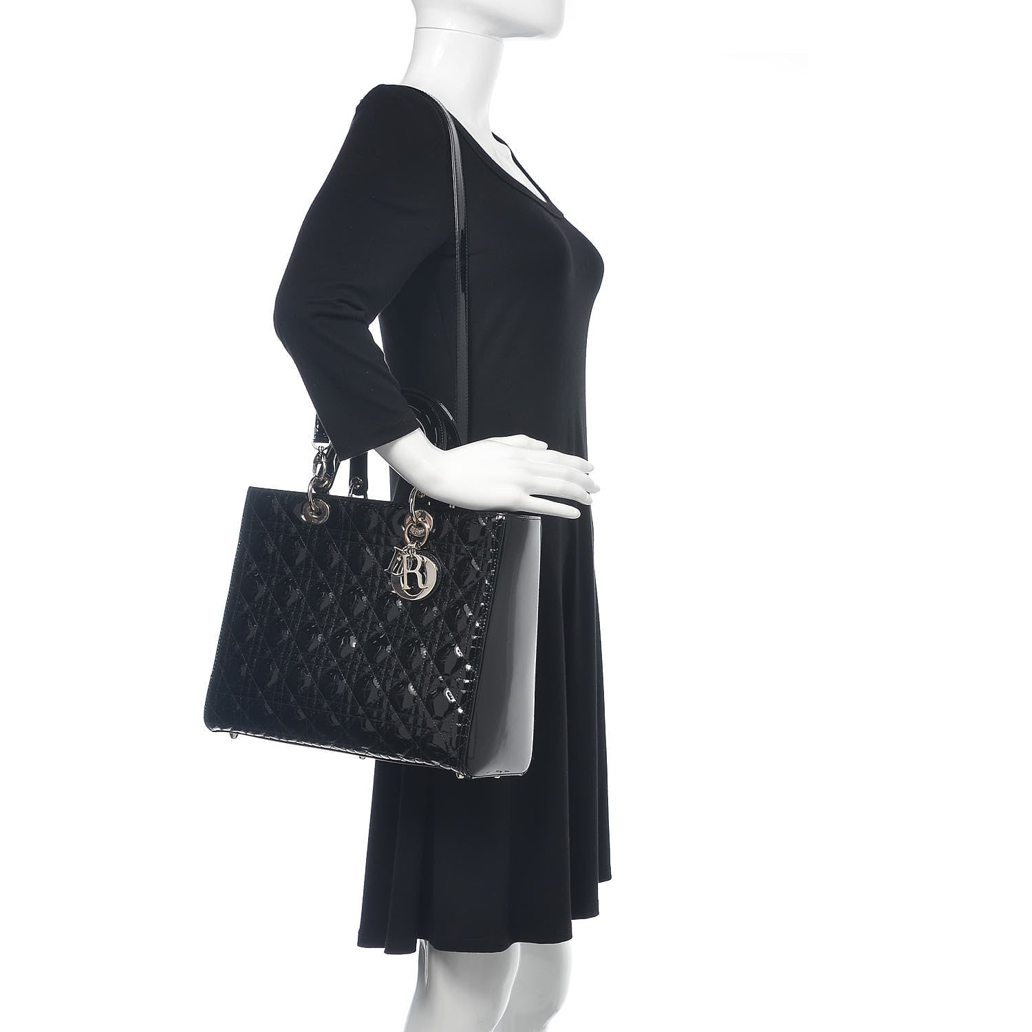 Christian Dior Patent Cannage Large Lady Dior Black 2 of 15