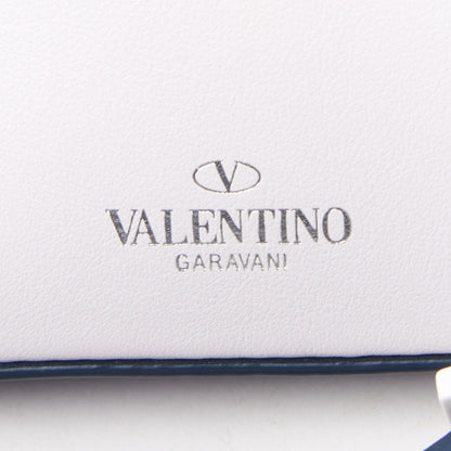Valentino Garavani Vitello Colorblock Medium Free Rockstud Flip Lock Crossbody Bag Marine White 9 of 11