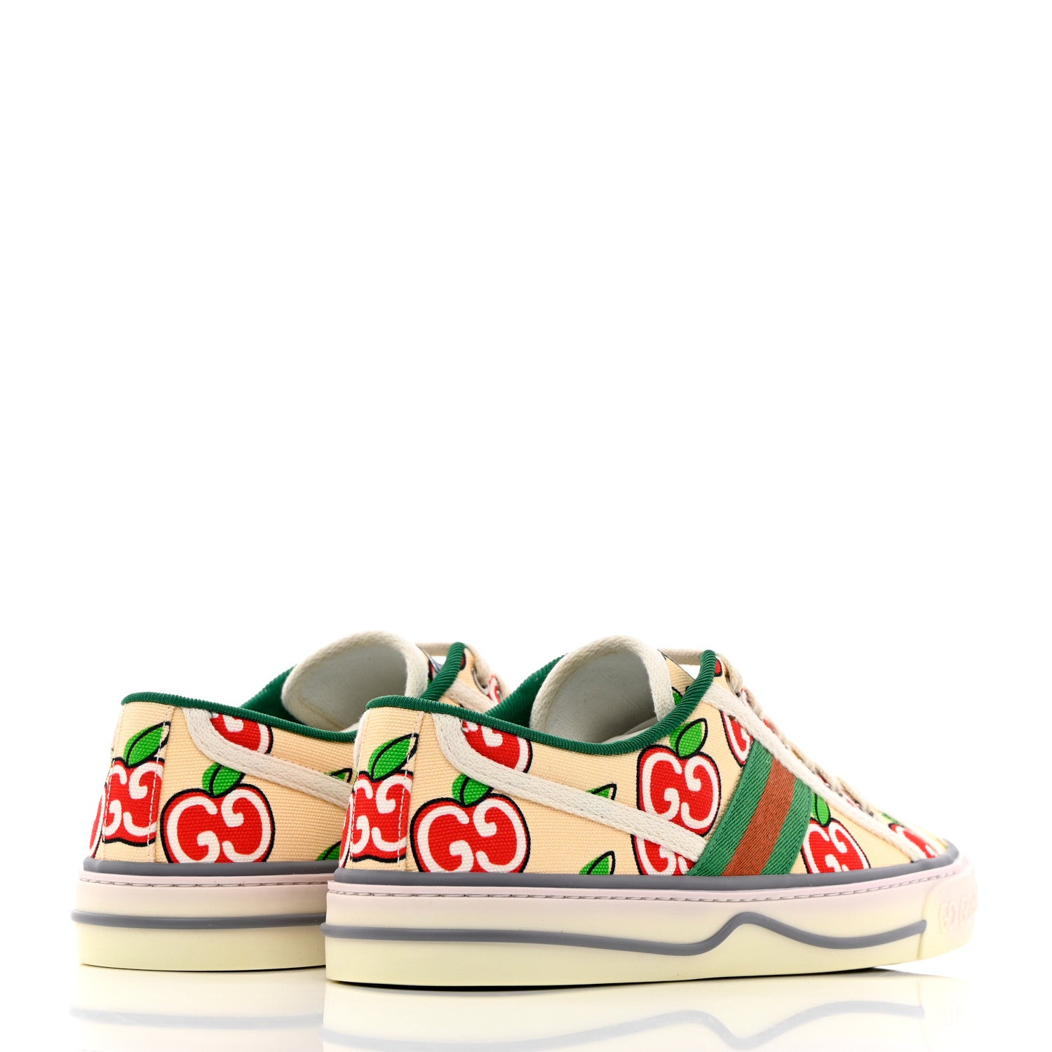 Gucci Canvas Web GG Apple Womens 1977 Tennis Sneakers 38.5 Ivory Red Mystic White New Shamarock 4 of 8