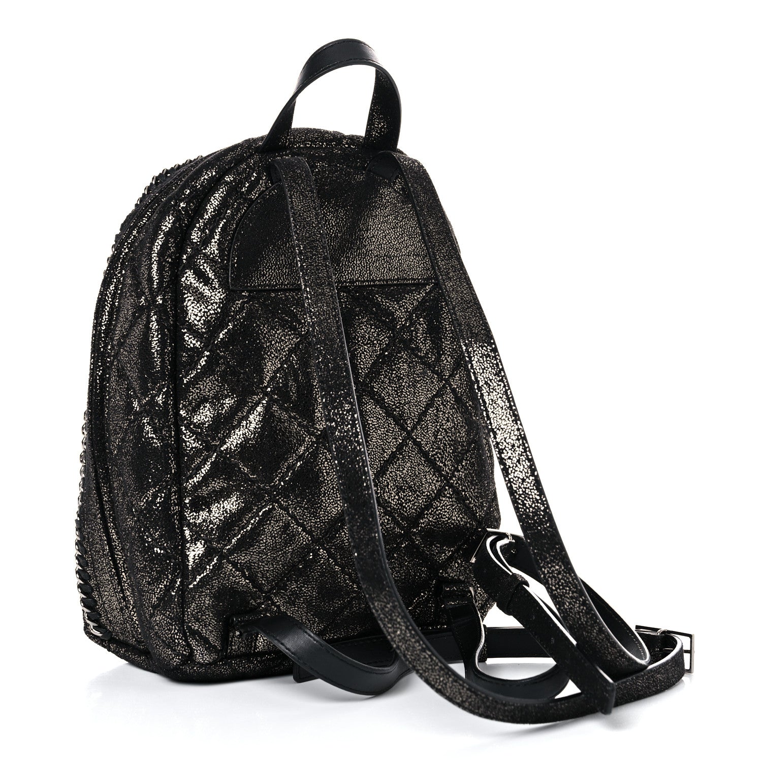 Stella McCartney Metallic Shaggy Deer Quilted Mini Falabella Backpack 3 of 9