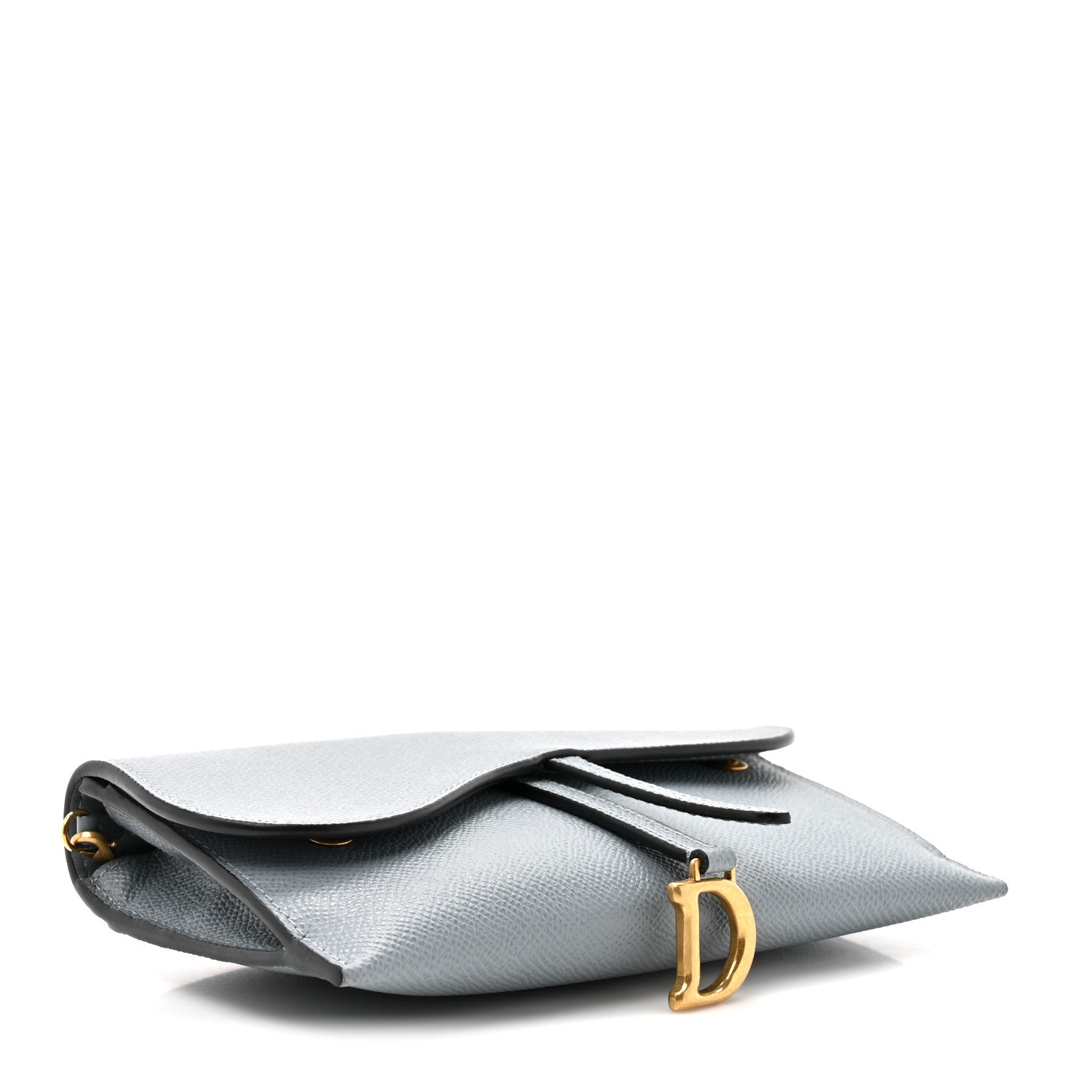 Christian Dior Grained Calfskin Saddle Chain Wallet Pouch Cloud