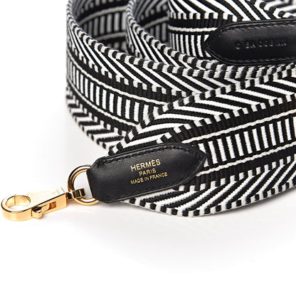 Hermes Toile Swift 50mm Sangle Cavale Shoulder Strap Black Ecru 4 of 4