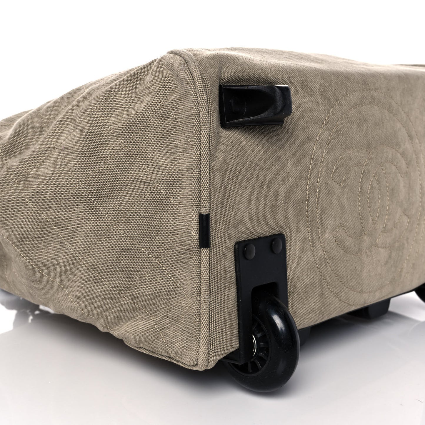 Washed Toile Calfskin Quilted Trolley Beige Black