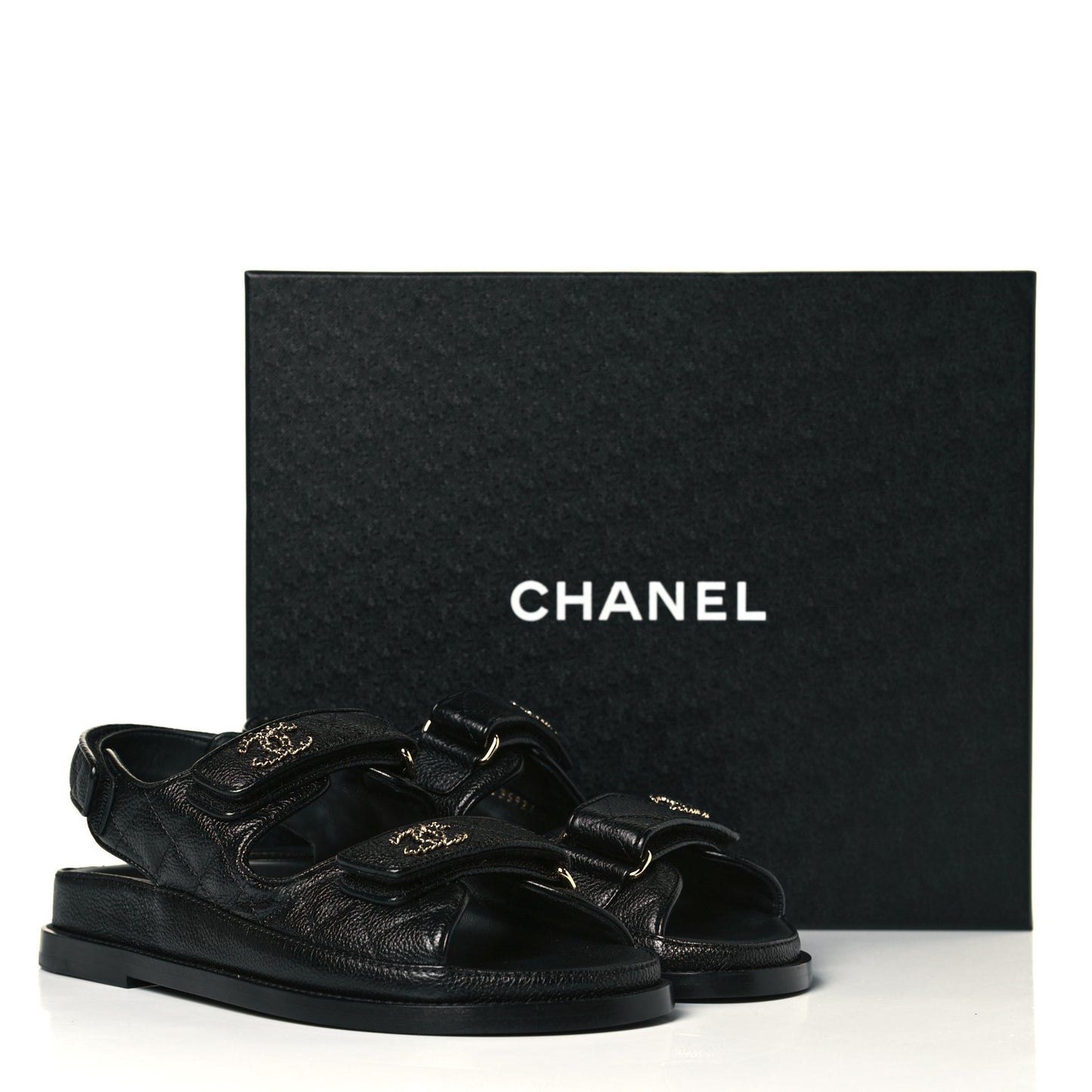 Grained Calfskin Velcro Dad Sandals 36.5 Black