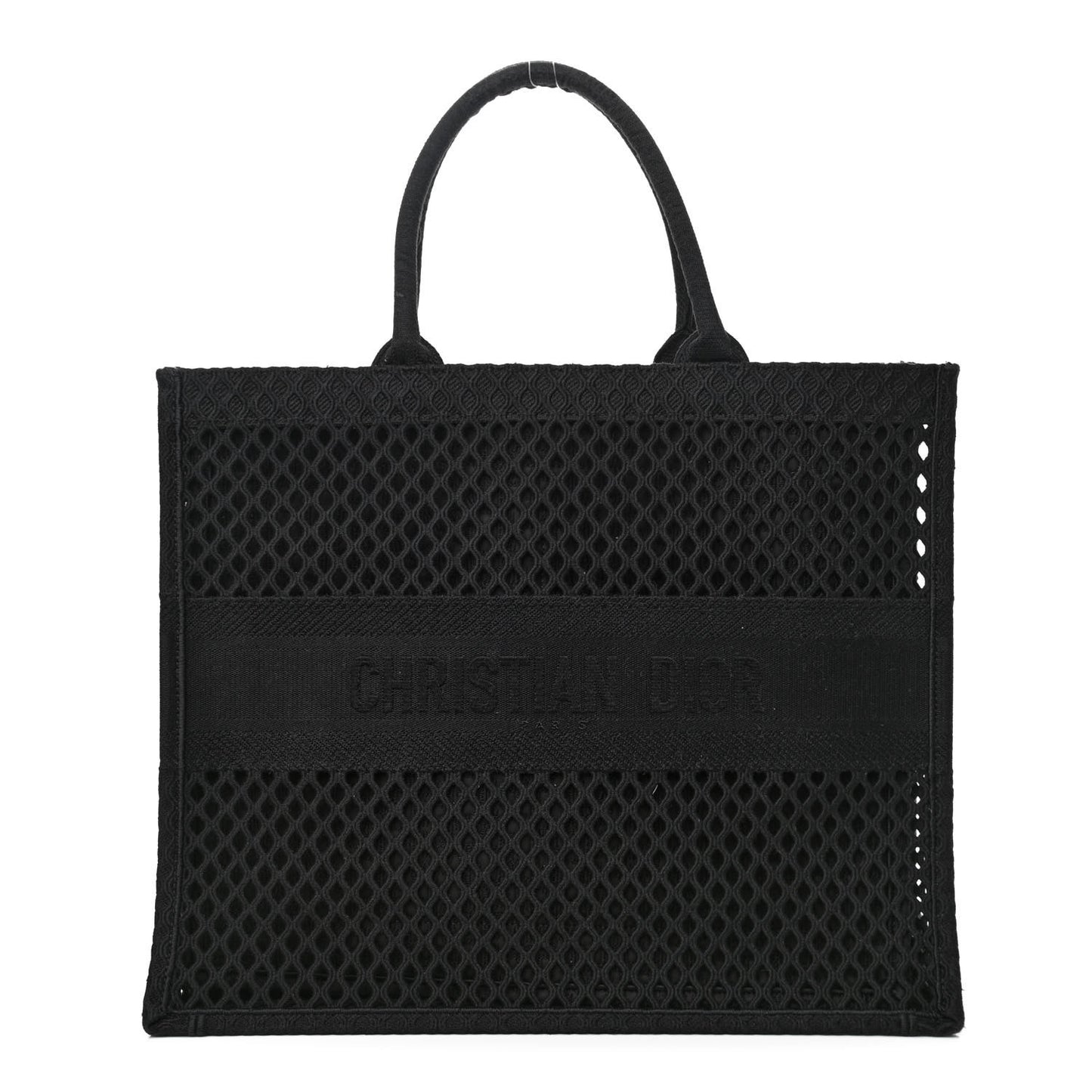 Mesh Embroidered Book Tote Black