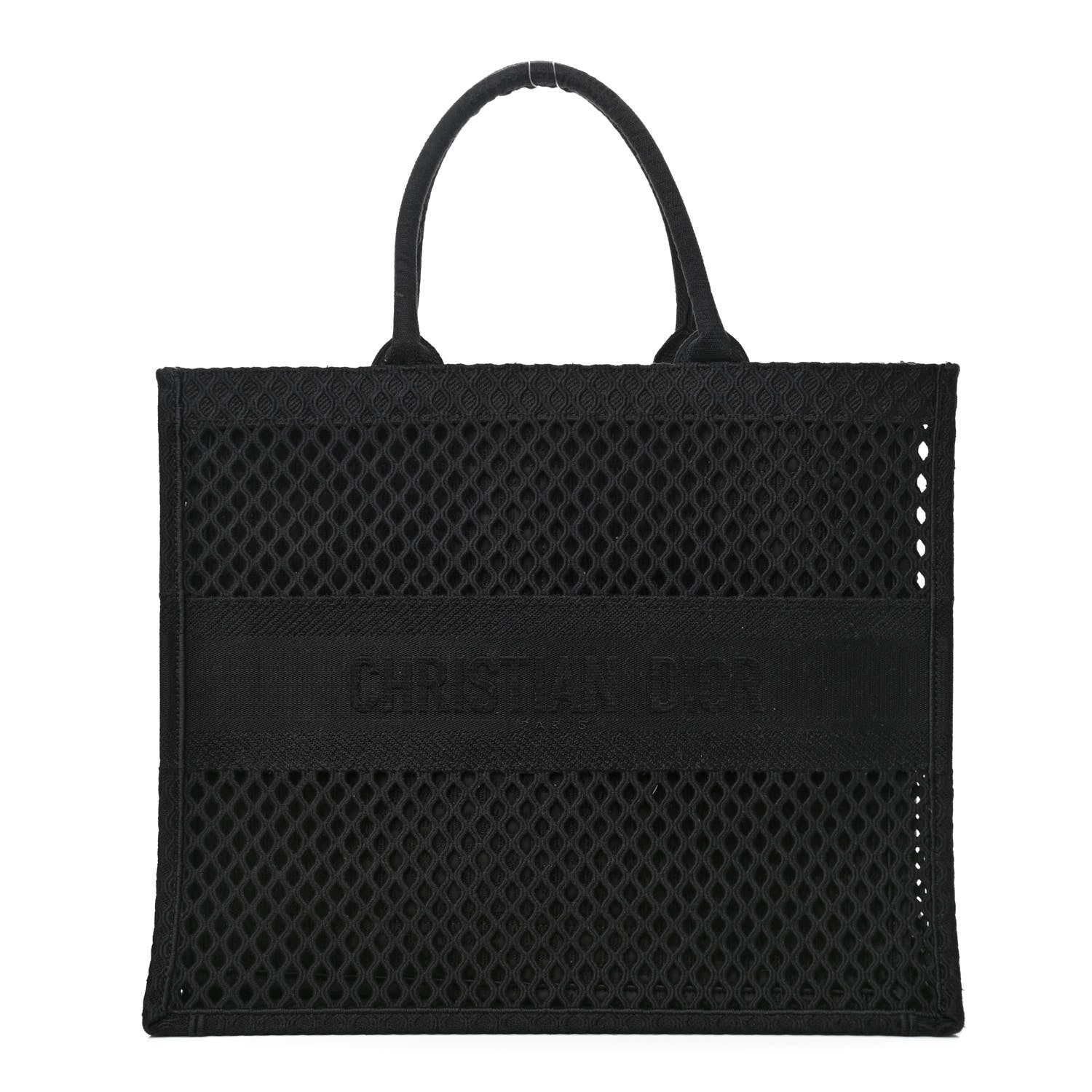 Christian Dior Mesh Embroidered Book Tote Black 1 of 11