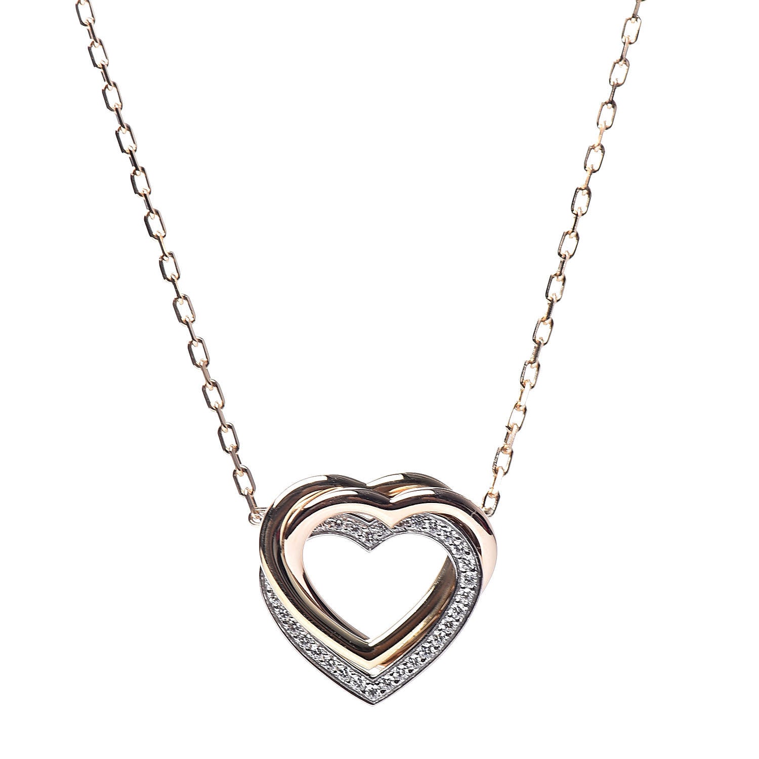 Cartier 18K Pink Yellow White Gold Diamond Trinity Heart Pendant Necklace 4 of 6