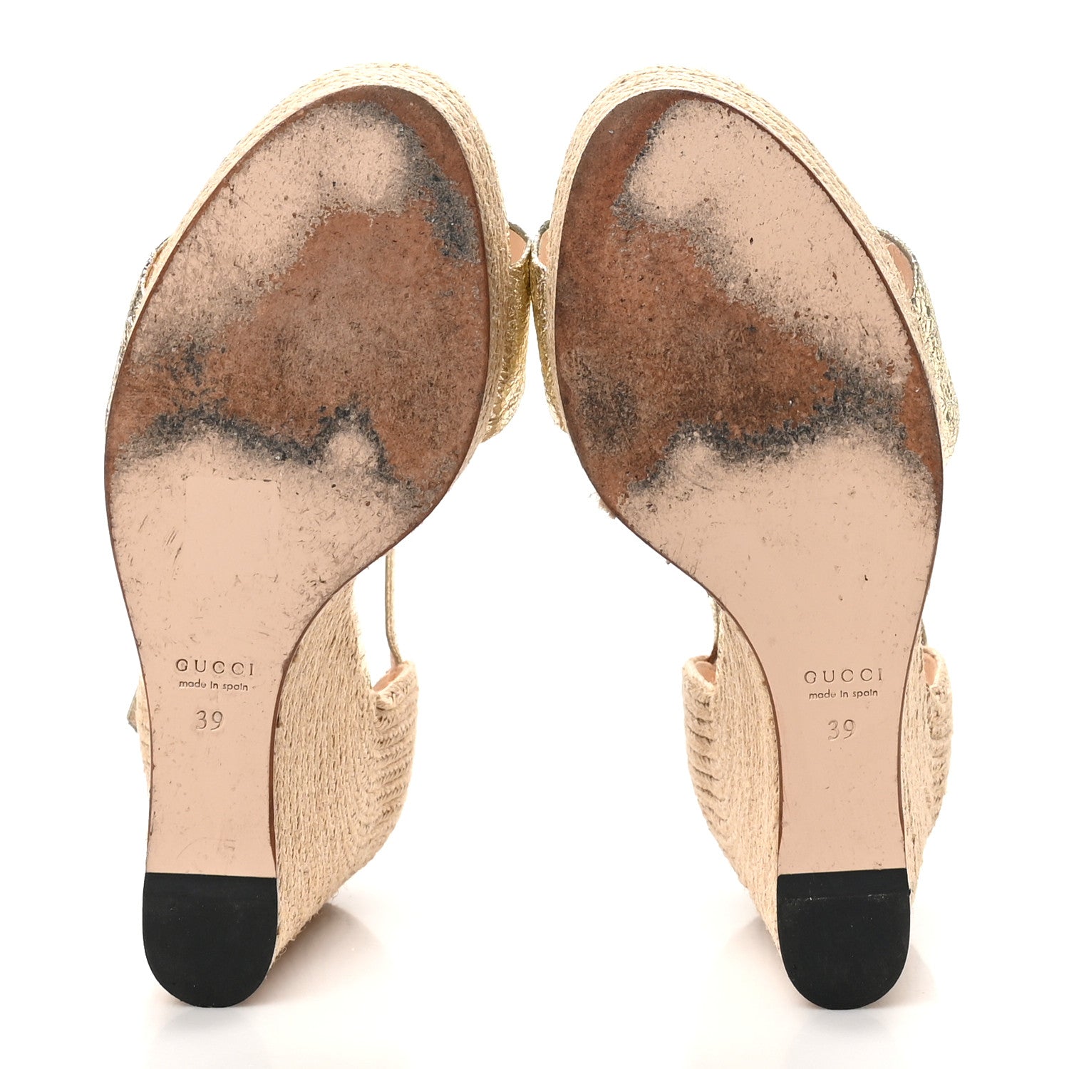 Gucci Galassia Horsebit Platform Espadrille Wedge Sandals 39 Platino 6 of 9