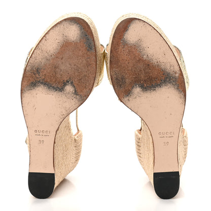 Gucci Galassia Horsebit Platform Espadrille Wedge Sandals 39 Platino 6 of 9
