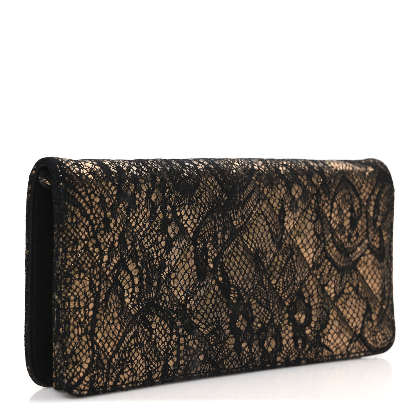 Metallic Tweed Quilted Clutch Black Gold