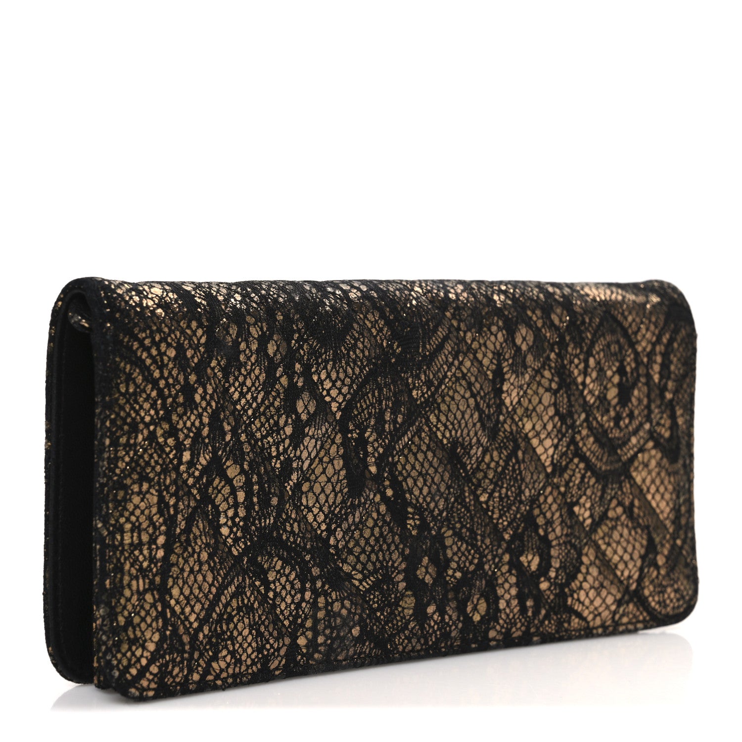 Chanel Metallic Tweed Quilted Clutch Black Gold 3 of 7