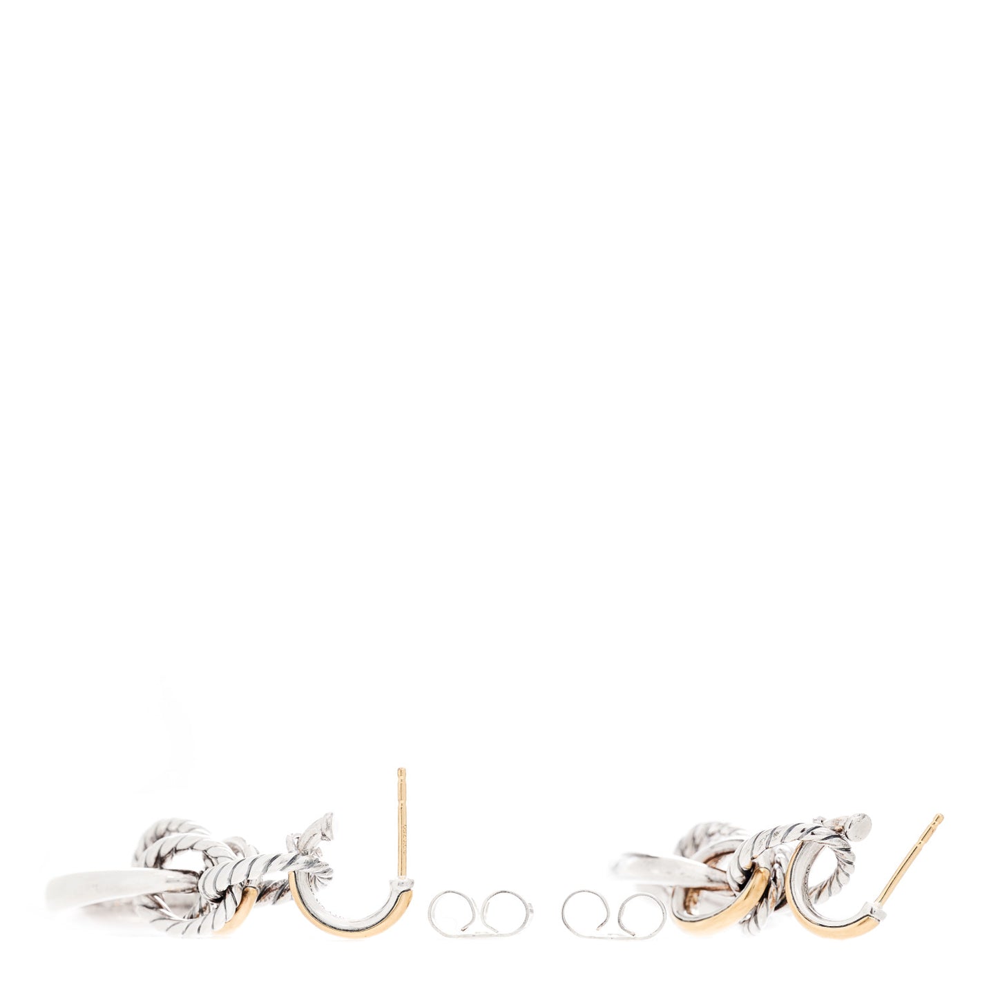 Sterling Silver 18K Yellow Gold DY Pure Form Drop Earrings