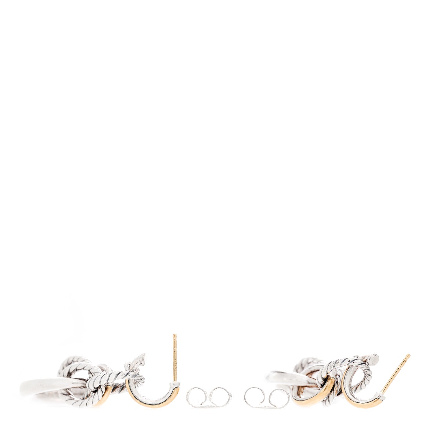David Yurman Sterling Silver 18K Yellow Gold DY Pure Form Drop Earrings 3 of 4