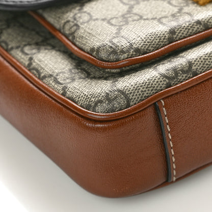 Gucci GG Supreme Monogram New Sakai Lux Calfskin Mini Padlock Flap Pocket Shoulder Bag Beige Ebony Black Cuir 9 of 10