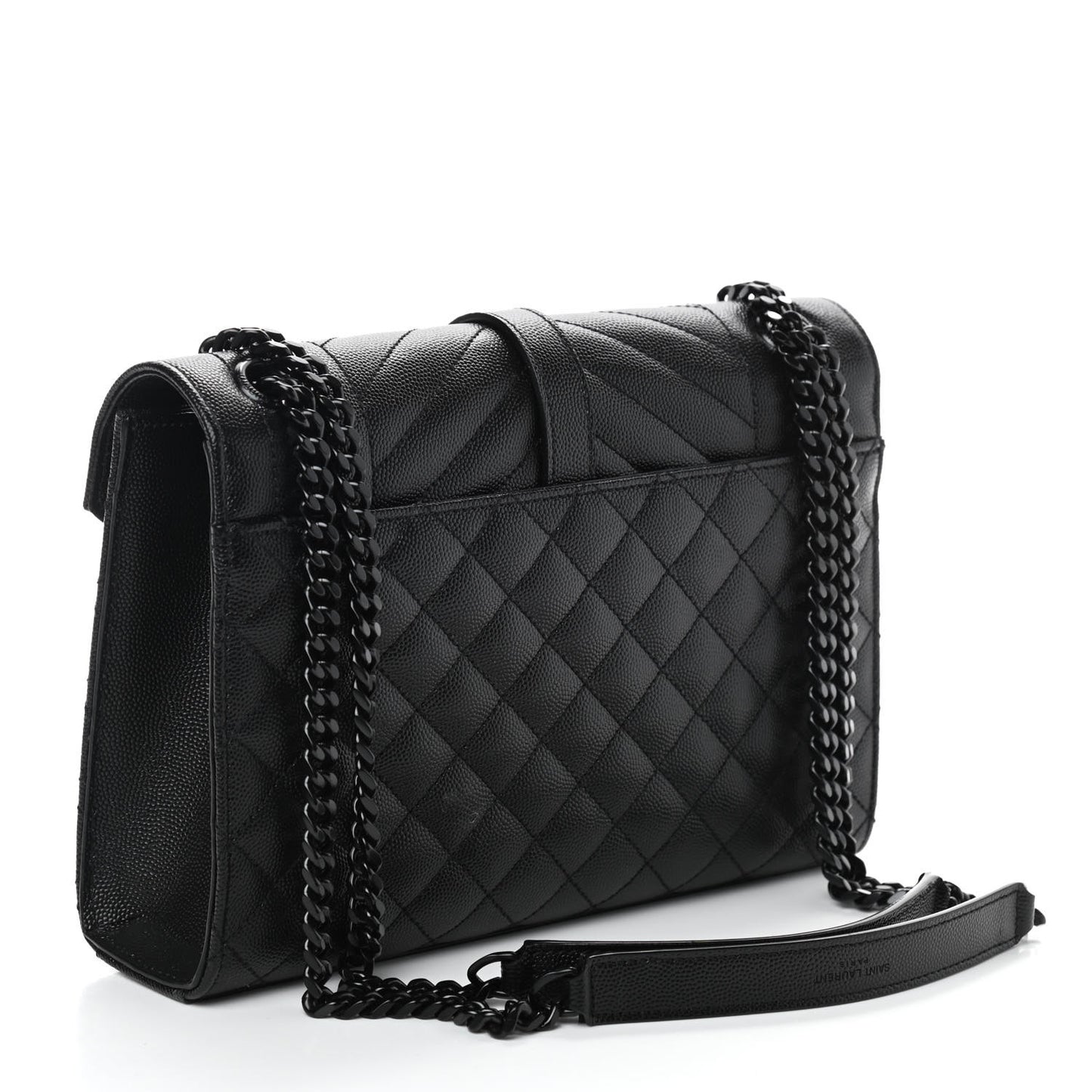 Grain De Poudre Textured Mixed Matelasse Triquilt Medium Monogram Satchel Black