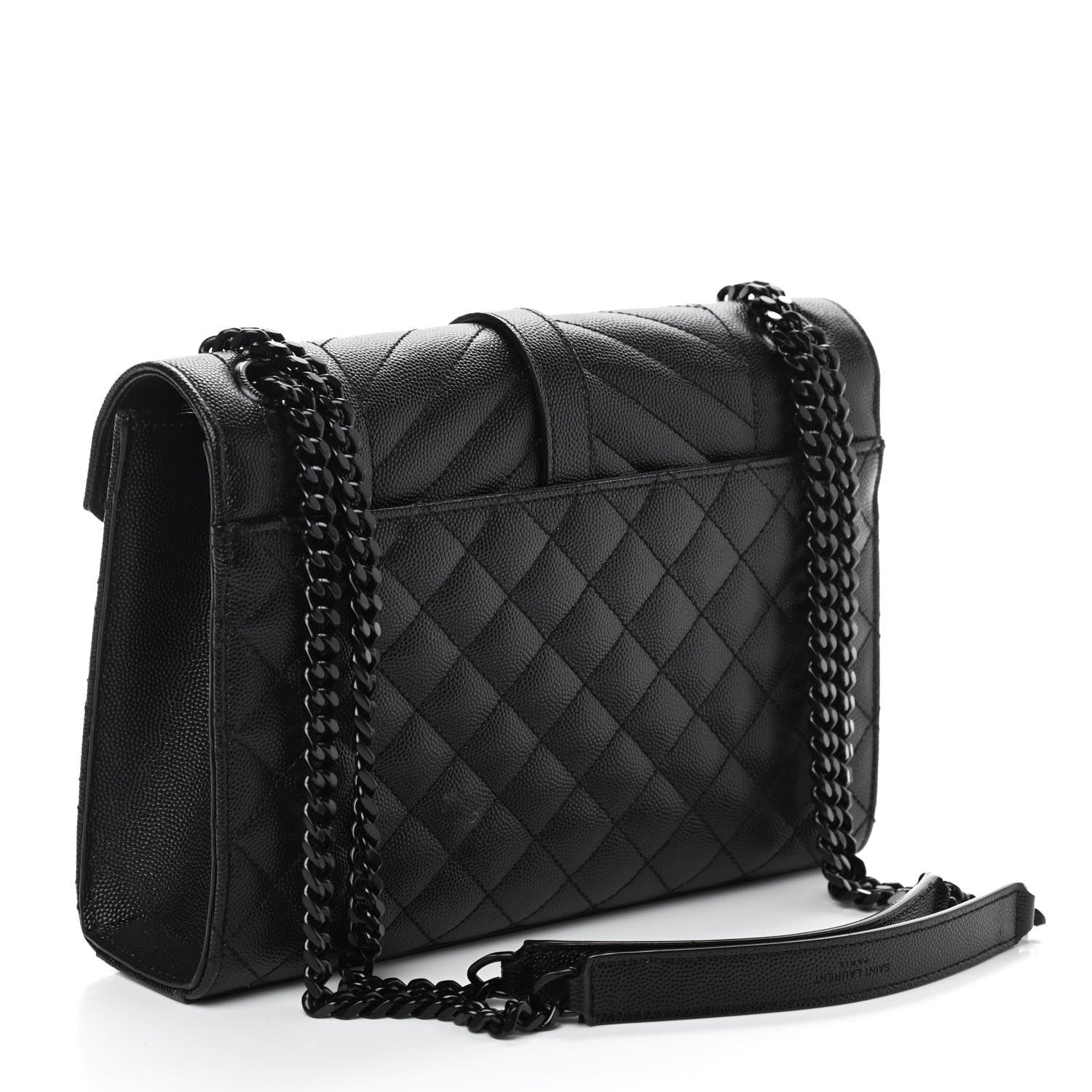 Saint Laurent Grain De Poudre Textured Mixed Matelasse Triquilt Medium Monogram Satchel Black 3 of 10