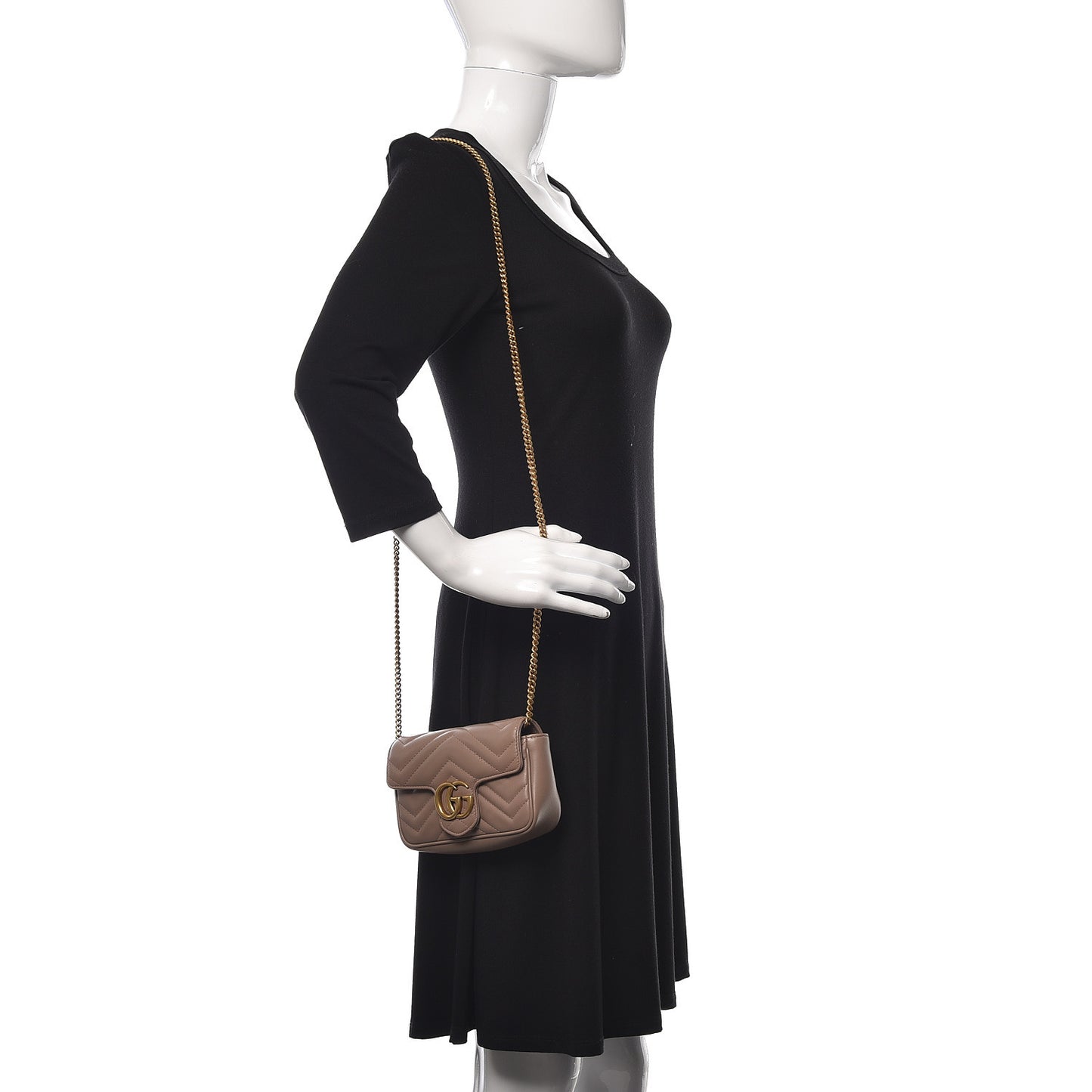 Calfskin Matelasse Super Mini GG Marmont Shoulder Bag Porcelain Rose