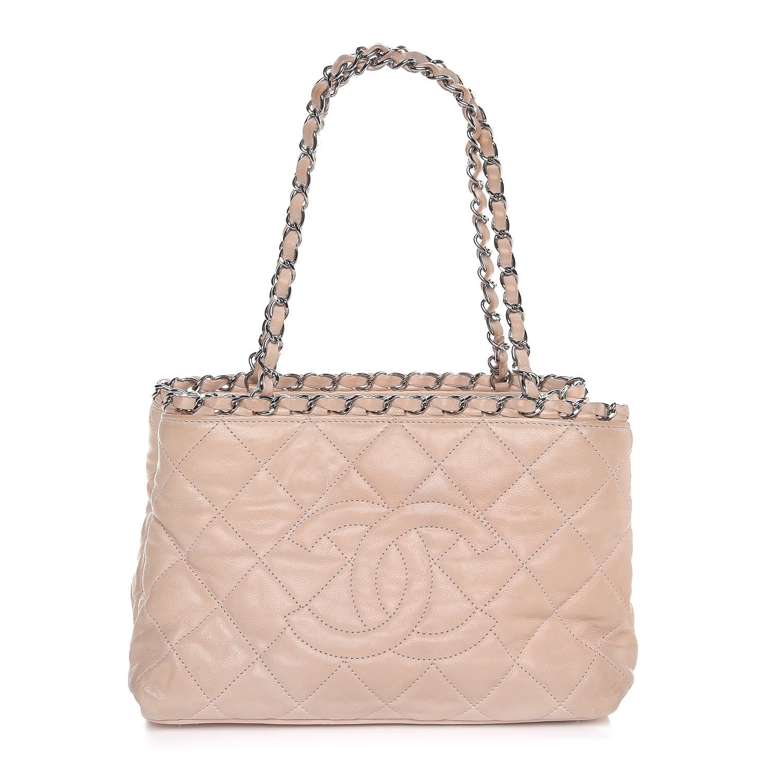 Chanel Lambskin Quilted Mini Chain Me Tote Light Beige 1 of 13